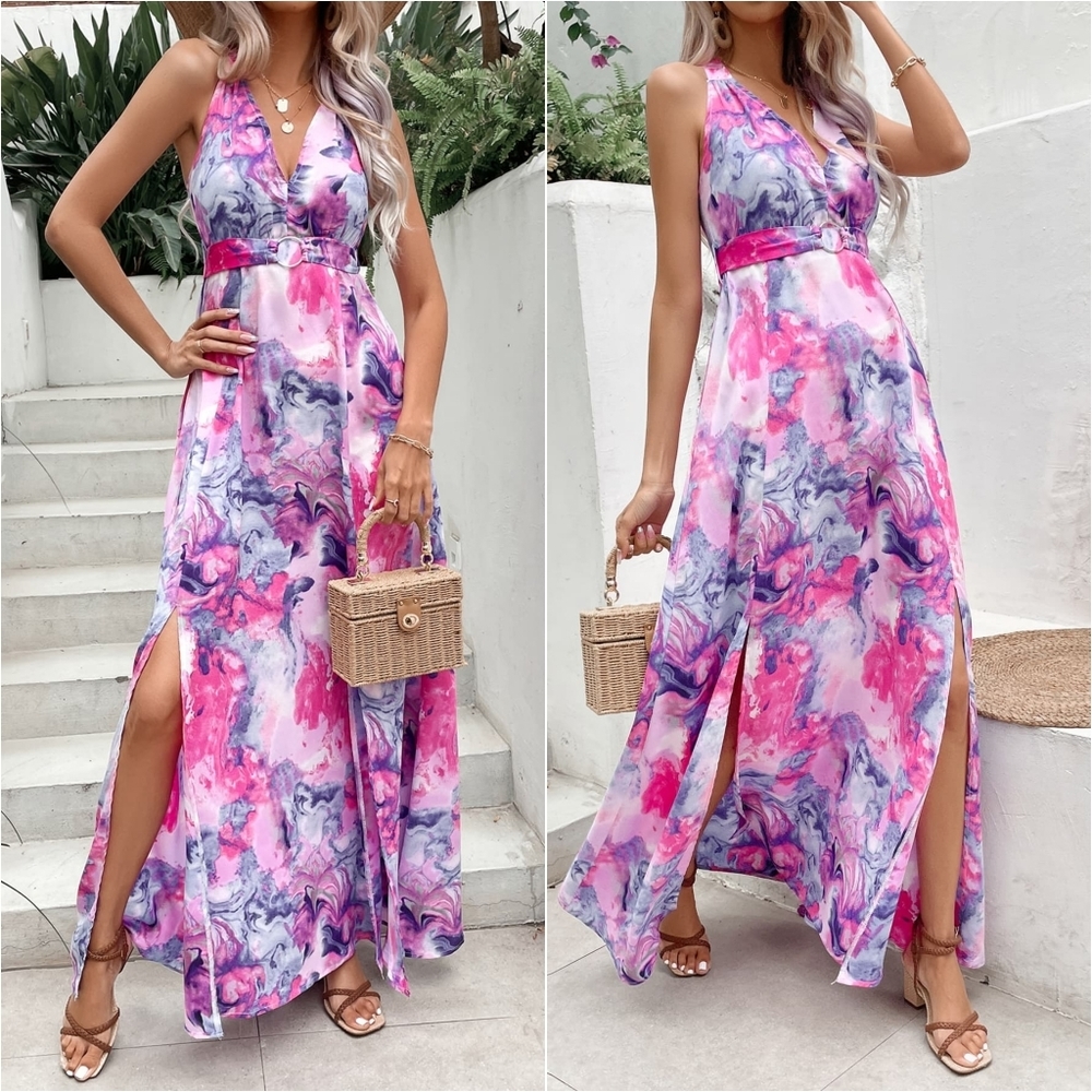 Mixed Open Back Dress - Picture 3 of 9